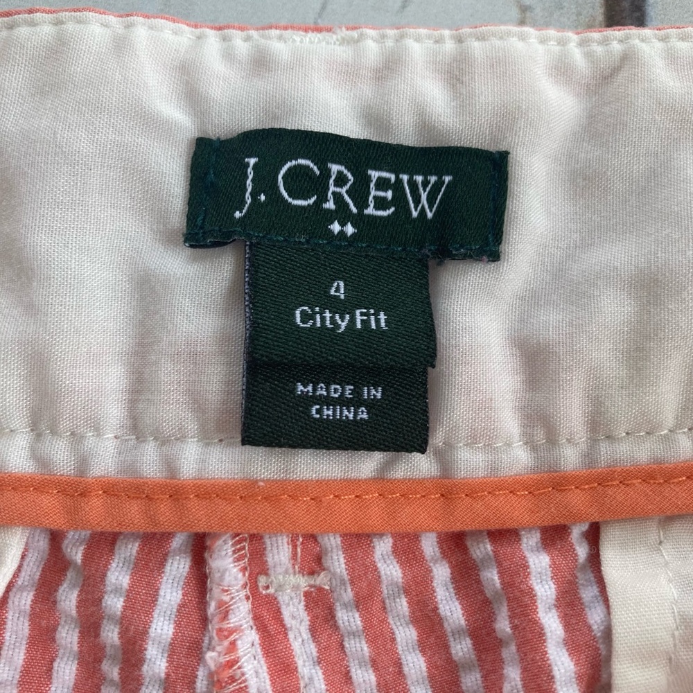 J Crew City Fit Shirts Size 4 Coral & White Striped - Picture 2 of 8